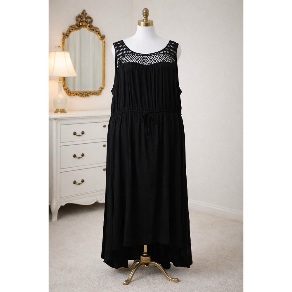 New Swimsuits For All Maxi Beach Dress Cover Up Black Cutout Plus Size 22 24